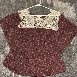 Purple and cream lace shirt